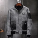 Men's A2 Airforce Sheepskin Shearling Motorcycle Leather Bomber Jacket