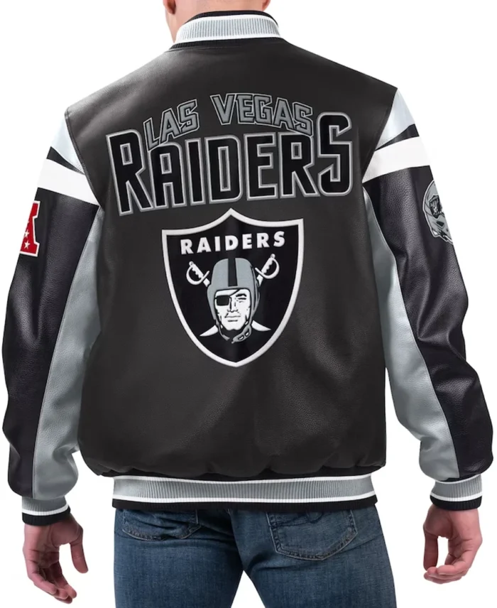 Mens Las Vegas Raiders G III Sports Varsity Jacket back