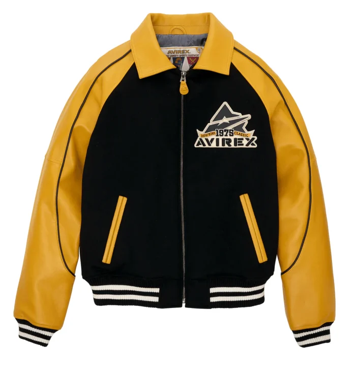 MensAvirexClassicWoolLeatherVarsityJacket 1