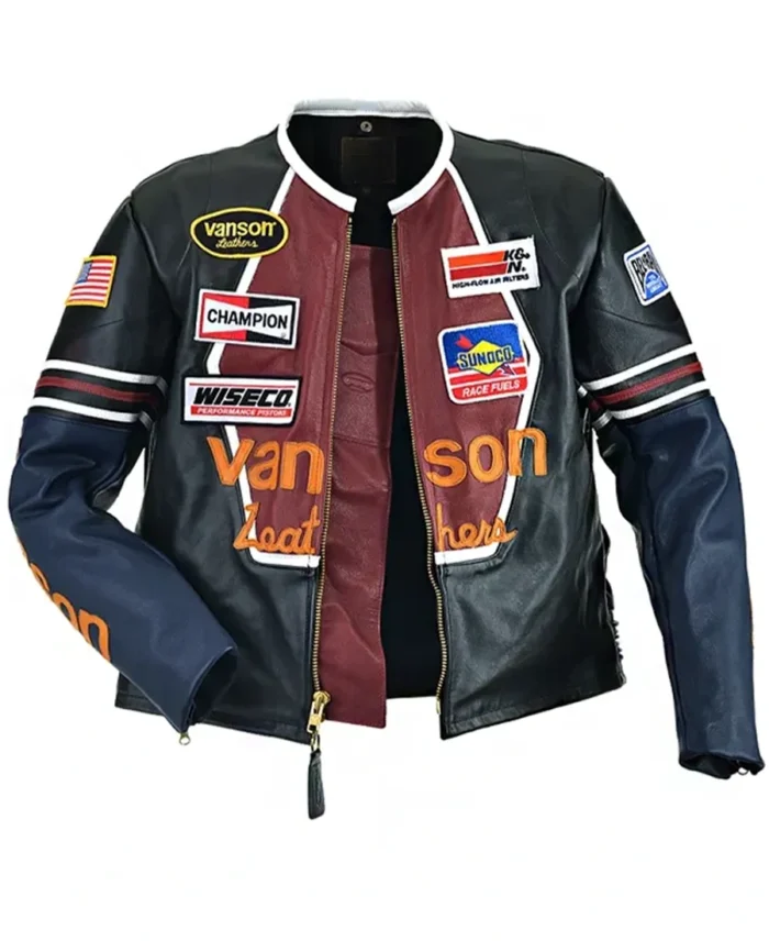 The Vanson Star Leather Jacket front