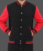 Men's Baseball Red and Black Varsity Jacket