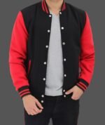 Men's Baseball Red and Black Varsity Jacket