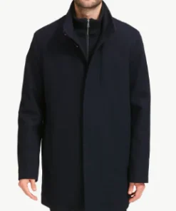 Men's Classic Premium Navy Blue Wool Overcoat