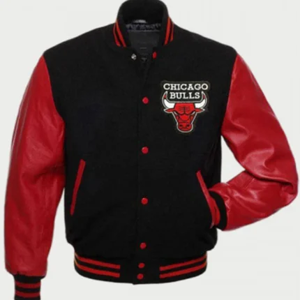 Men's Letterman Chicago Bulls Wool Red & Black Jacket