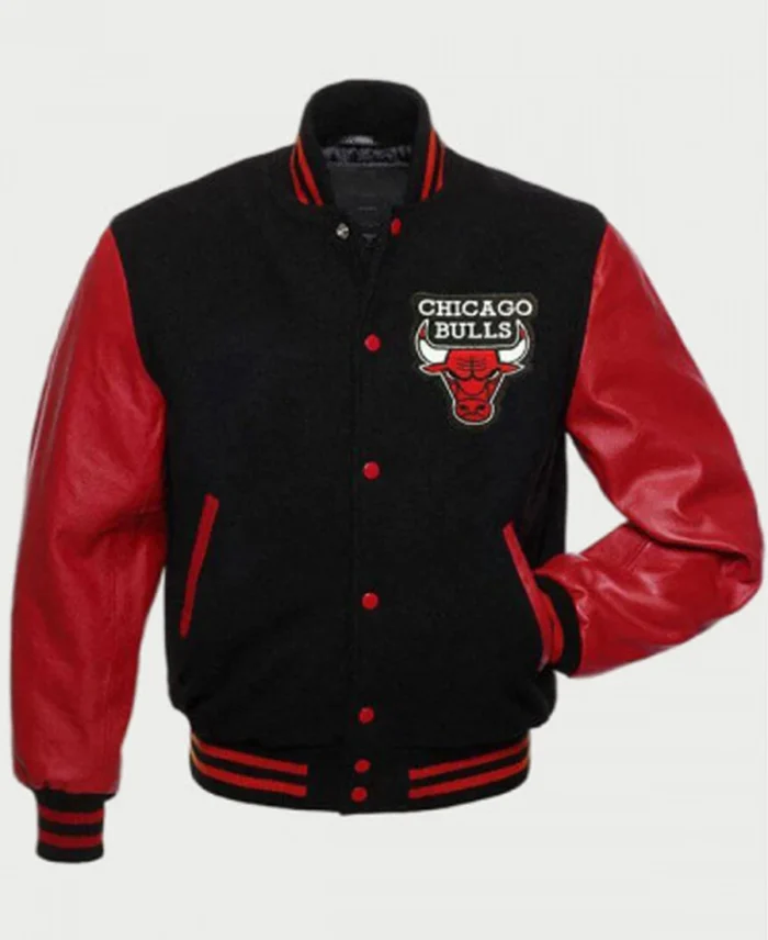 Men's Letterman Chicago Bulls Wool Red & Black Jacket