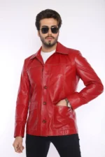 Fight Club Tyler Durden Mayhem Red Leather Jacket