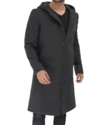 Men's Classic Barry Grey Wool Coat With Hood