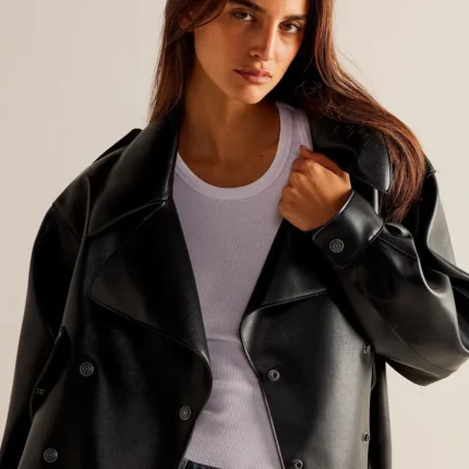 Alexis Vegan Leather Cropped Trench Coat