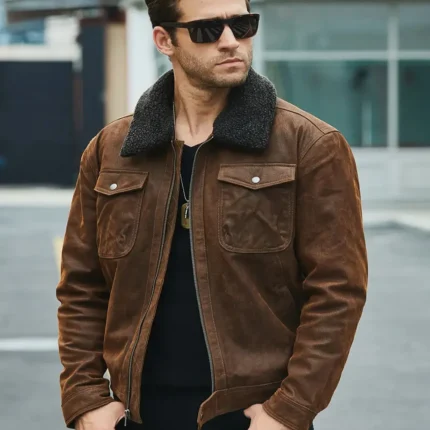 Chris Men’s Real Brown Leather Jacket