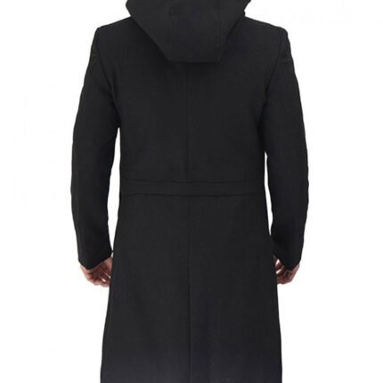 barry black wool coat with hood for men rare leather 1