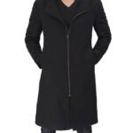 Barry Black Wool Coat With Hood For Mens