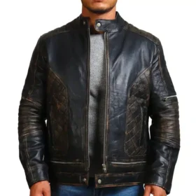 Bones & Skull Black Biker Leather Jacket