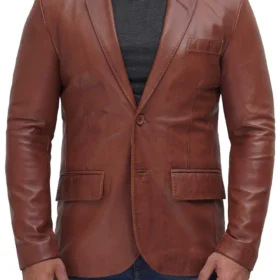 Brandon Men's Tan Real Leather Blazer