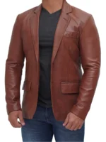 Brandon Men's Tan Real Leather Blazer