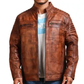 Cafe Racer Vintage Brown Cowhide Motorcycle Jacket