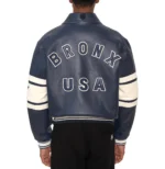 Dark Blue Avirex Leather Bomber Jacket