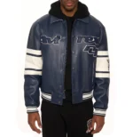 Dark Blue Avirex Leather Bomber Jacket