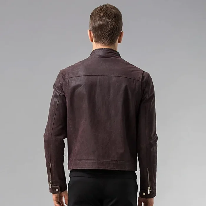 Dark Maroon Leather Jacket For Men