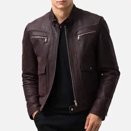 Dark Maroon Leather Jacket for Men - Rare Leather