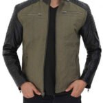 Darrell Green and Black Men's Cafe Racer Jacket