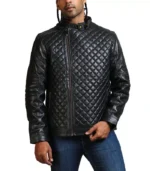 Diamond Quilted Black Men Fashion Jacket - Rare Leather