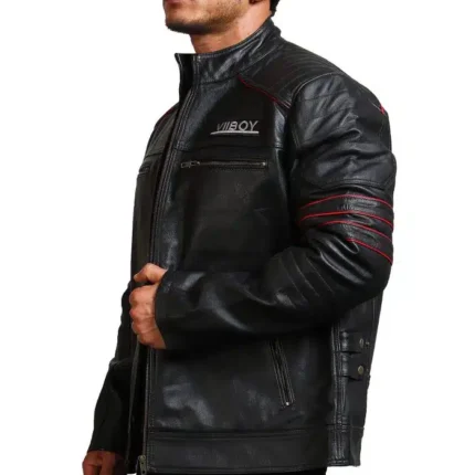 Sword Black Cowhide Leather Jacket