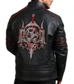 Sword Black Cowhide Leather Jacket