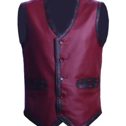 The Warriors Maroon Leather Vest Halloween Costume