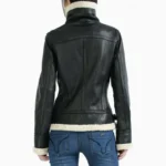 Women B3 Bomber Black Sheepskin Shearling Leather Jacket Rare Leather