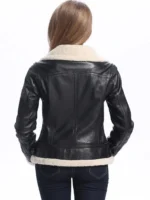 Women B3 Bomber Black Sheepskin Shearling Leather Jacket Rare Leather