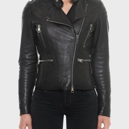 Women's Black Motorcycle Slimfit Jacket