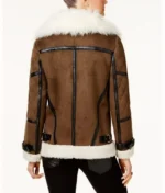 Women's Brown Bomber Asymmetrical Shearling Leather Jacket