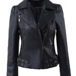 Women's Zip Up Moto Biker Leather Jacket