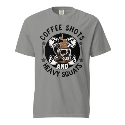 Coffee Shots And Heavy Squats Unisex T-shirt-Rare Leather- GYM T shirts