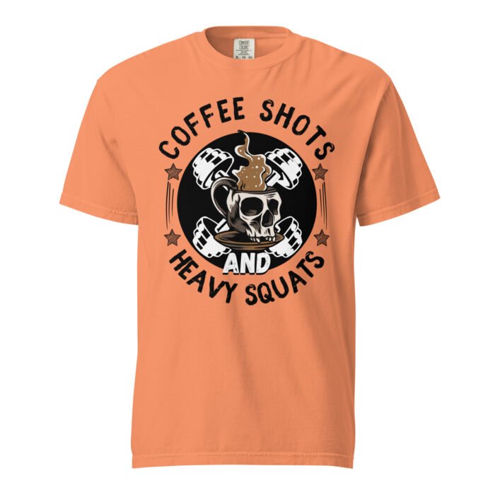 Coffee Shots And Heavy Squats Unisex T-shirt-Rare Leather- GYM T shirts