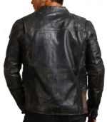 Distressed Men Black Motorcycle Leather Jacket