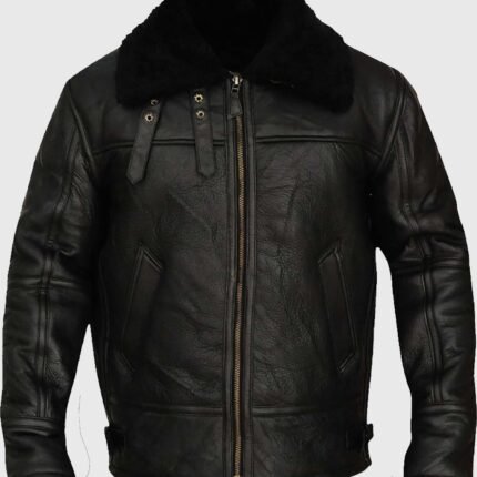 Hardy B-3 Shearling Black Leather Aviator Jacket