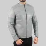 Harry Men’s Grey Leather Biker Jacket