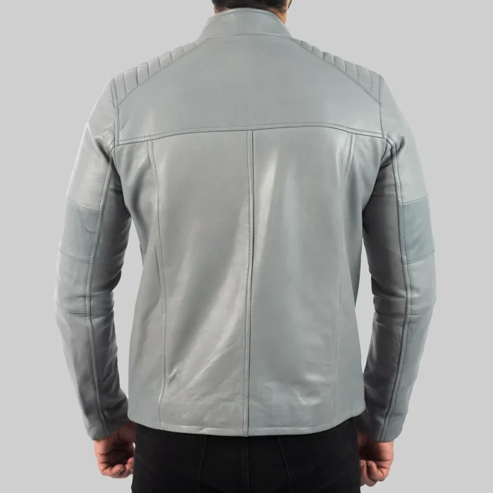 Harry Men’s Grey Leather Biker Jacket