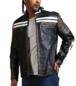 Designer Men Distressed Black Leather Jacket