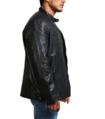 Garcia Mens Cafe Racer Black Leather Jacket